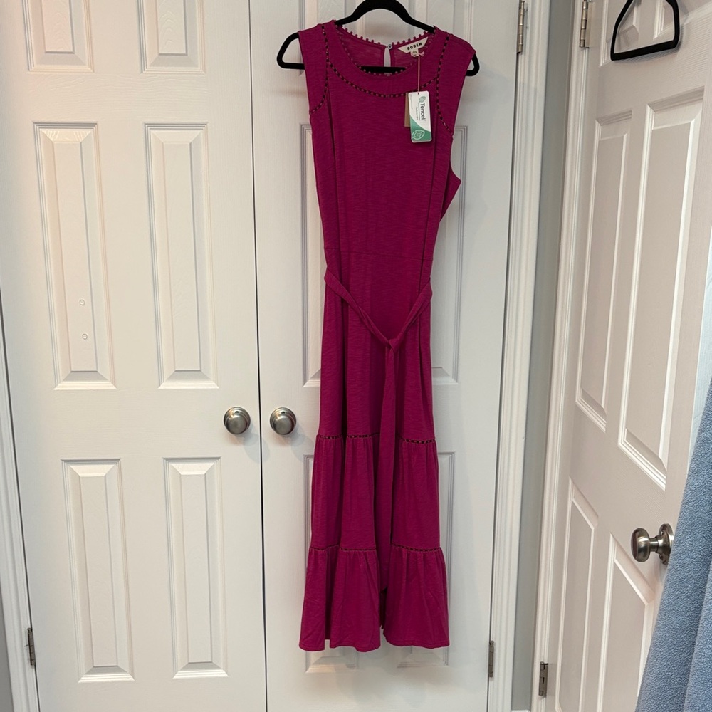 Boden Mila Trim Tiered Jersey Knit Sleeveless Dress